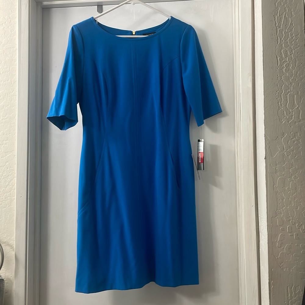 Blue shift dress.